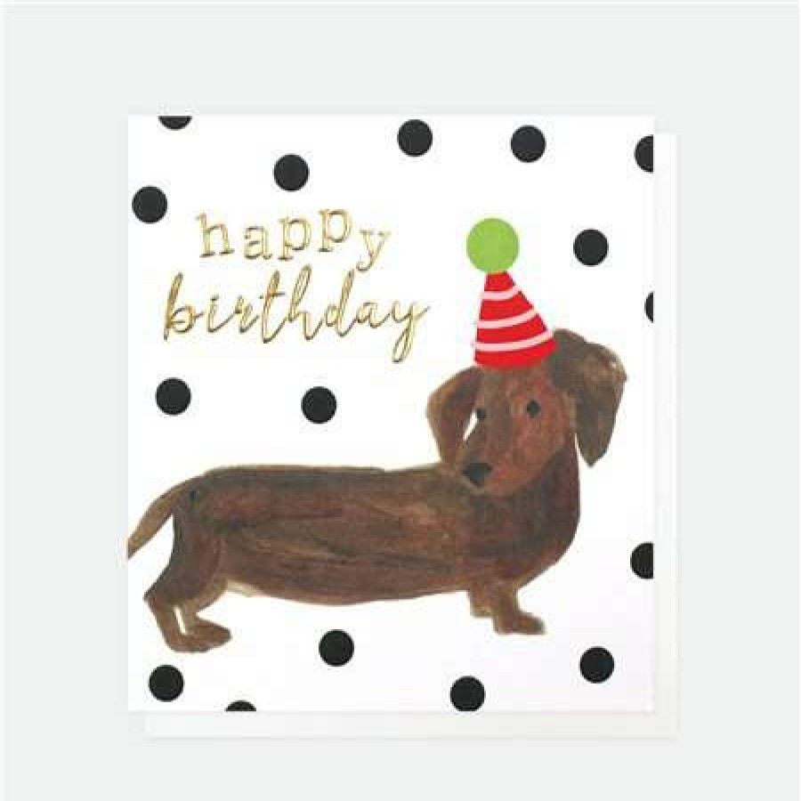 Greeting Cards * | Sale Caroline Gardner Happy Birthday Sausage Dog Card White