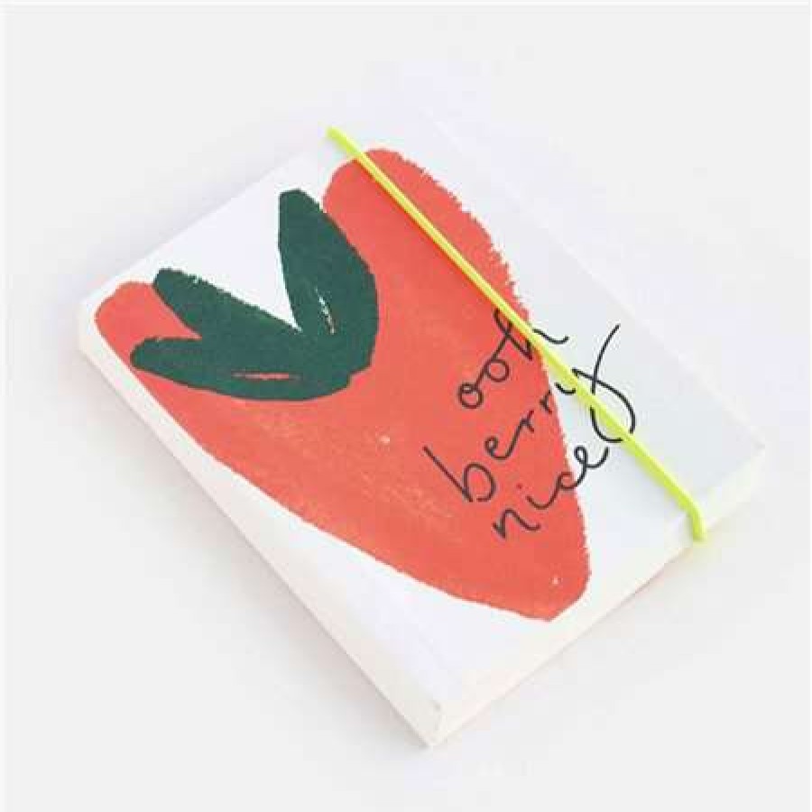 Stationery * | Sale Caroline Gardner Strawberry Heart Chunky Notebook Red