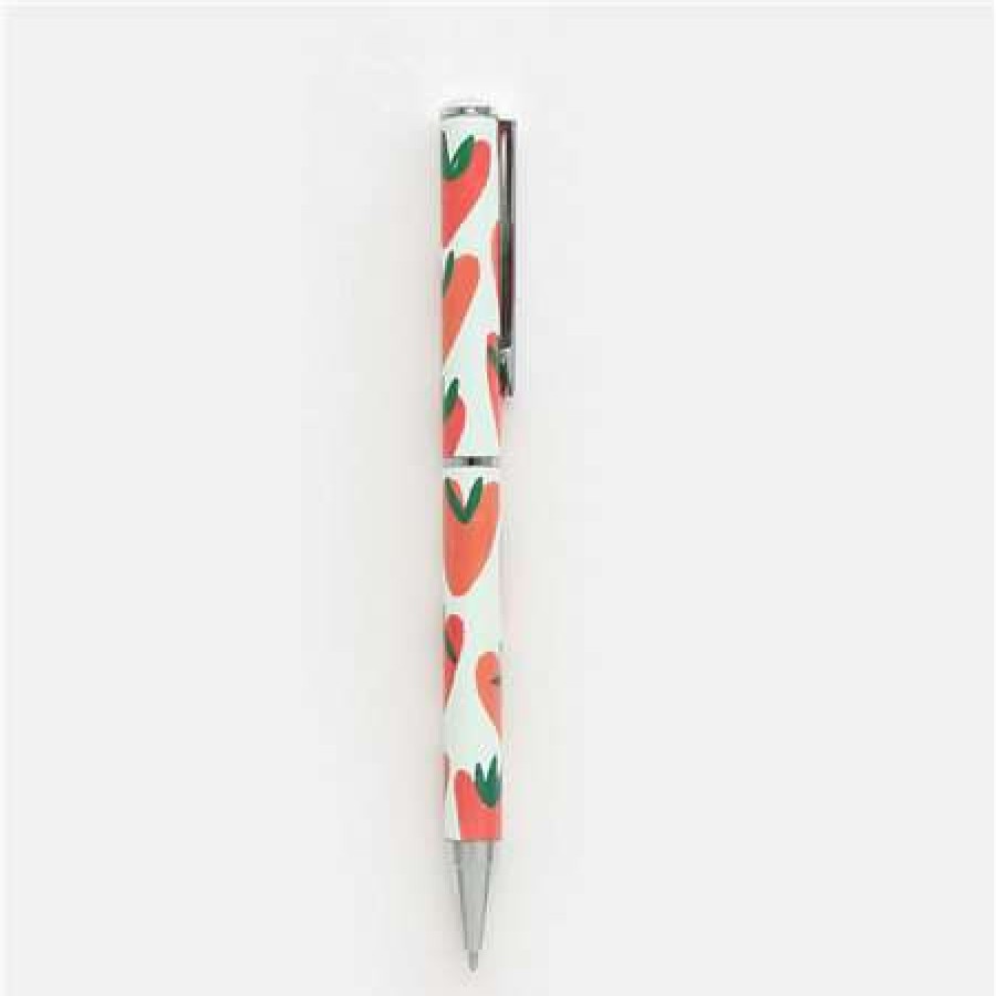 Stationery * | Clearance Caroline Gardner Strawberry Heart Boxed Pen White