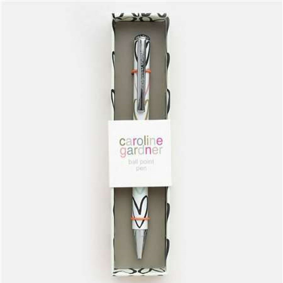 Stationery * | Sale Caroline Gardner Outline Hearts Pen White