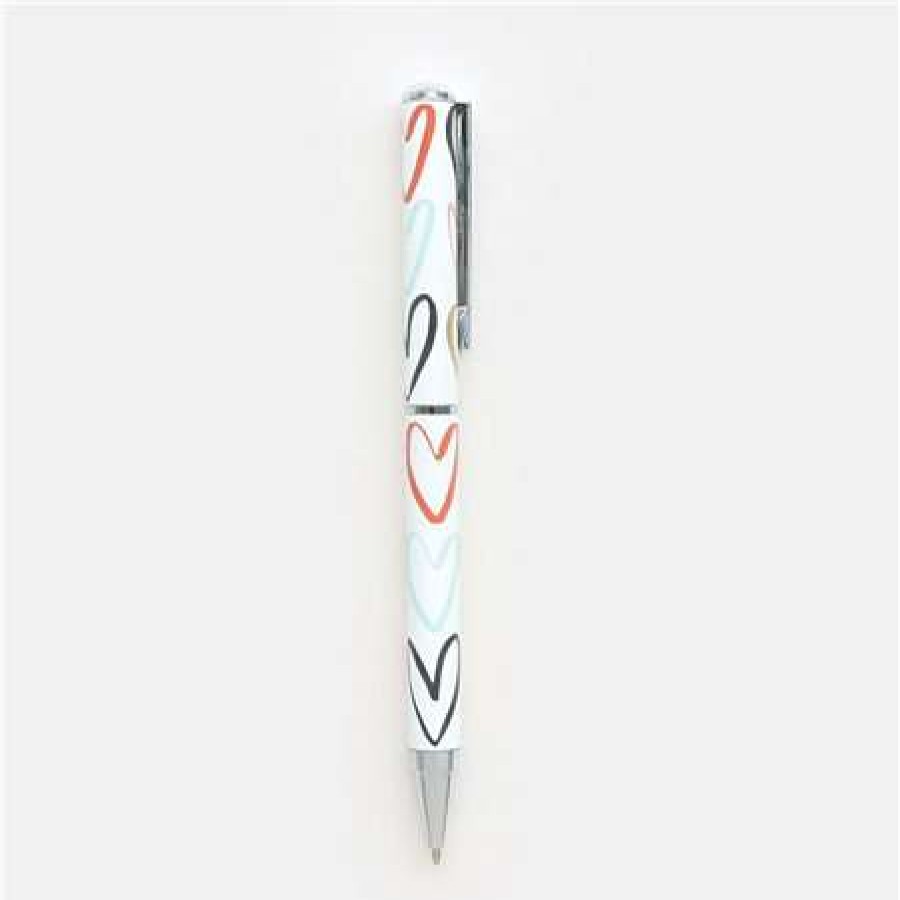 Stationery * | Sale Caroline Gardner Outline Hearts Pen White