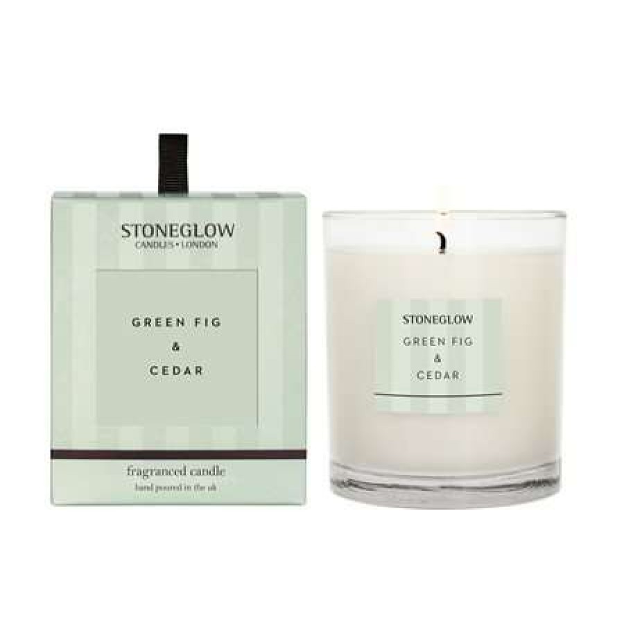 Candles * | Clearance Stoneglow Modern Classics Green Fig & Cedar Candle Green