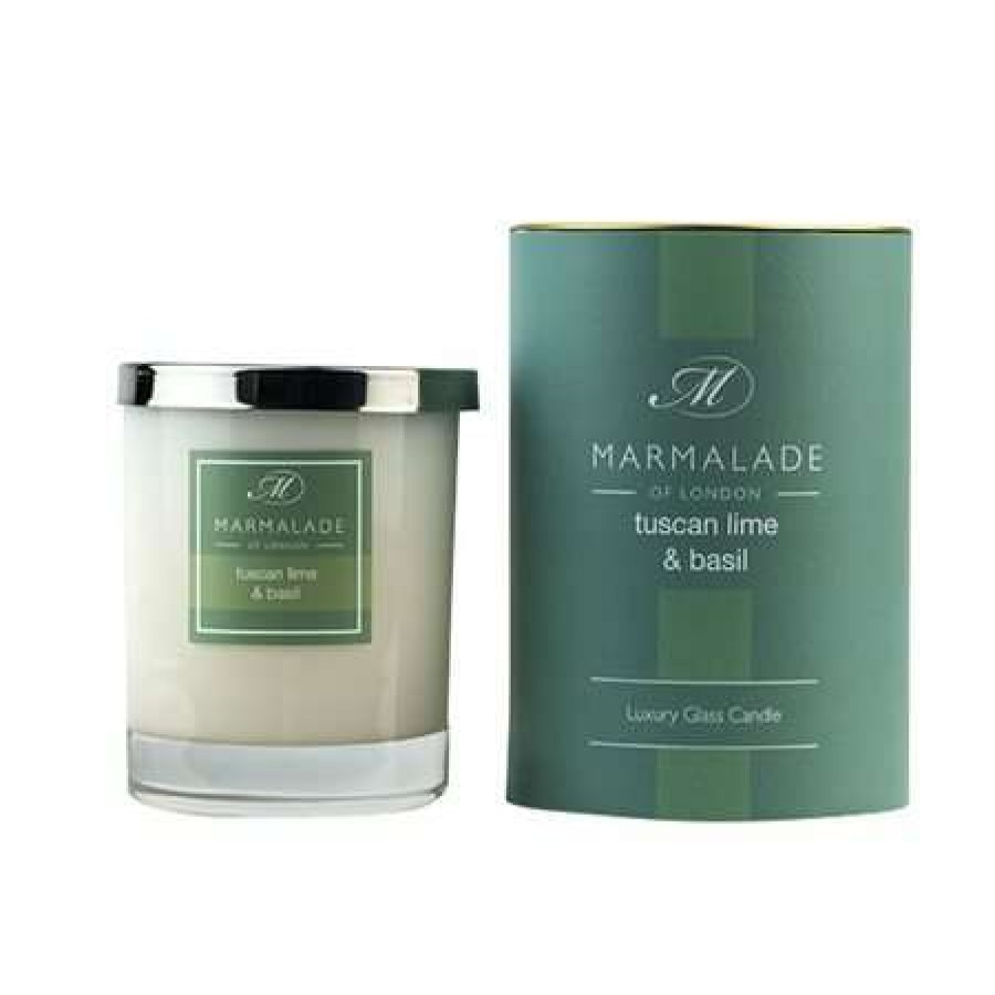 Candles * | Clearance Marmalade Of London Tuscan Lime & Basil Large Glass Candle