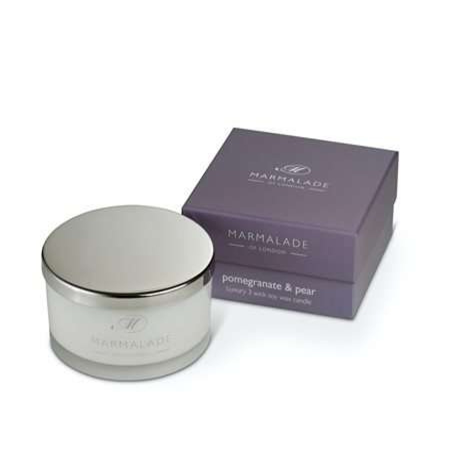 Candles * | Outlet Marmalade Of London Pomegranate & Pear 3 Wick Candle White