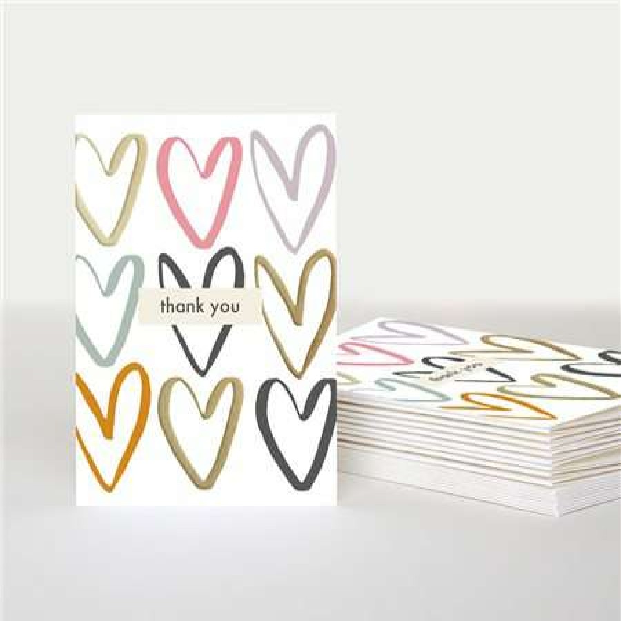 Greeting Cards * | Outlet Caroline Gardner Heart Design Thank You Notes White