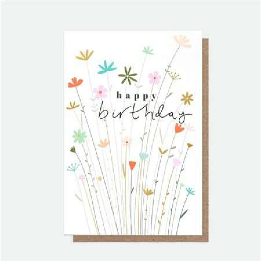 Greeting Cards * | Outlet Caroline Gardner Fleur Happy Birthday Card White