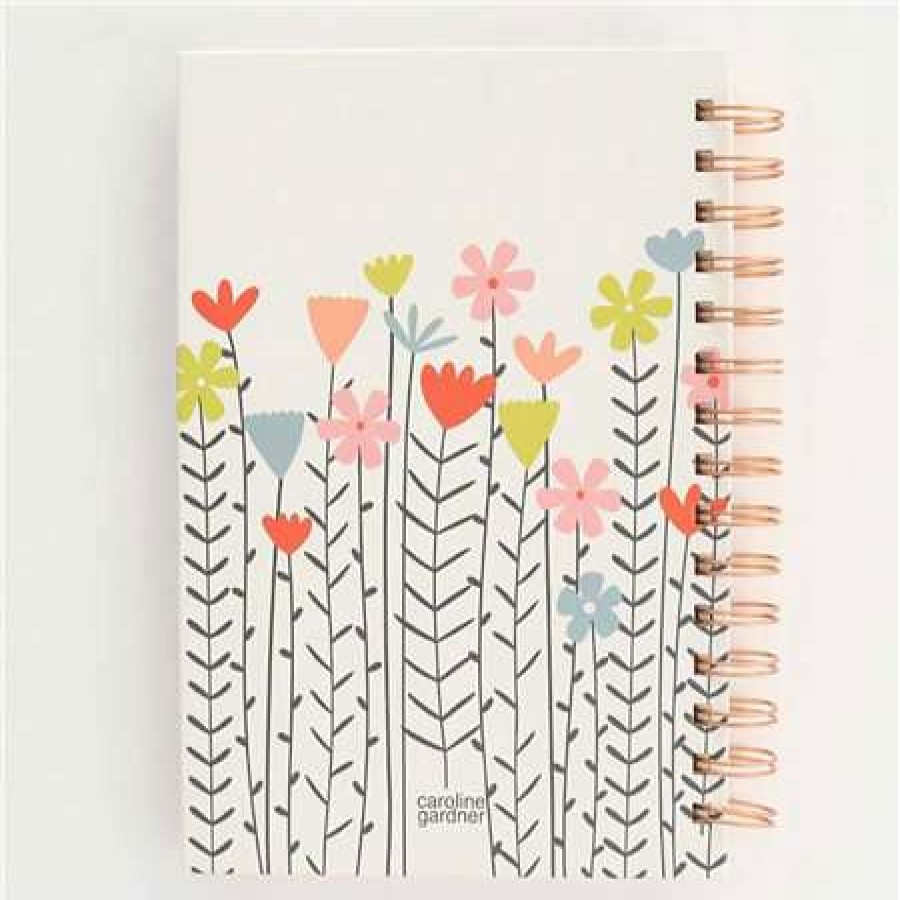 Stationery * | Sale Caroline Gardner Fleur A5 Spiral Notebook White