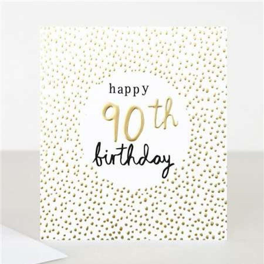 Greeting Cards * | Outlet Caroline Gardner Gold 90Th Birthday Card White