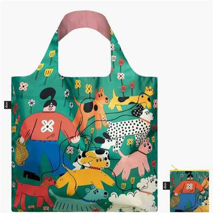 Reusable Shopping Bags * | Outlet Loqi Dog Walking Recycled Bag Green