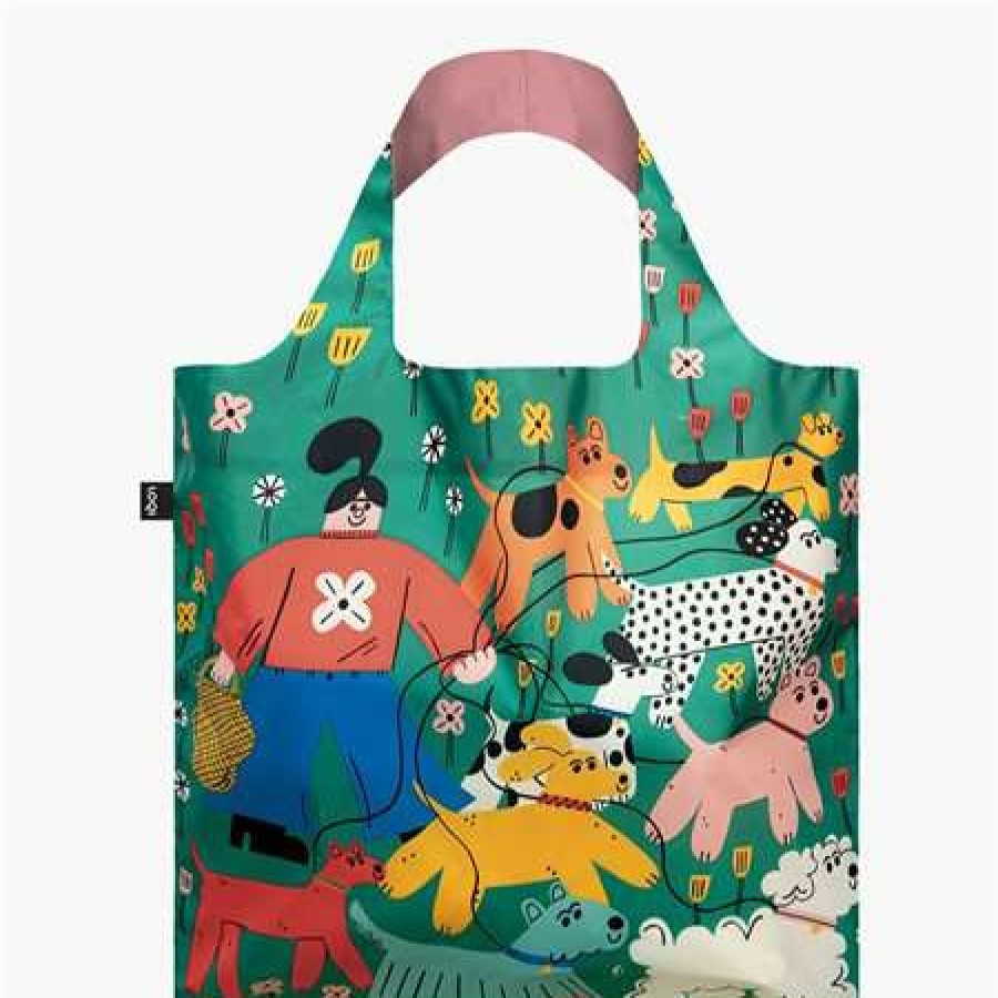 Reusable Shopping Bags * | Outlet Loqi Dog Walking Recycled Bag Green