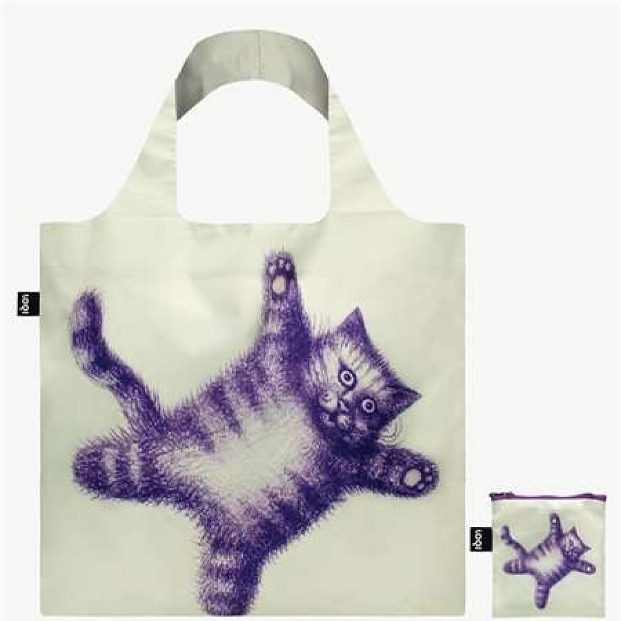 Reusable Shopping Bags * | Outlet Loqi Flying Purr-Ple Cat Recycled Bag Purple