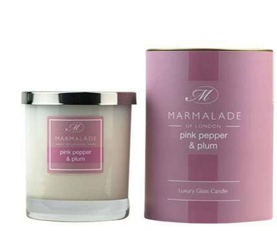 Candles * | Clearance Marmalade Of London Pink Pepper & Plum Large Glass Candle