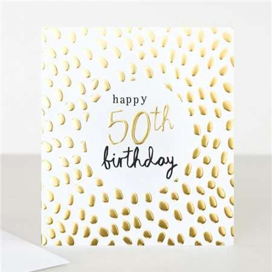 Greeting Cards * | Outlet Caroline Gardner Gold 50Th Birthday Card White