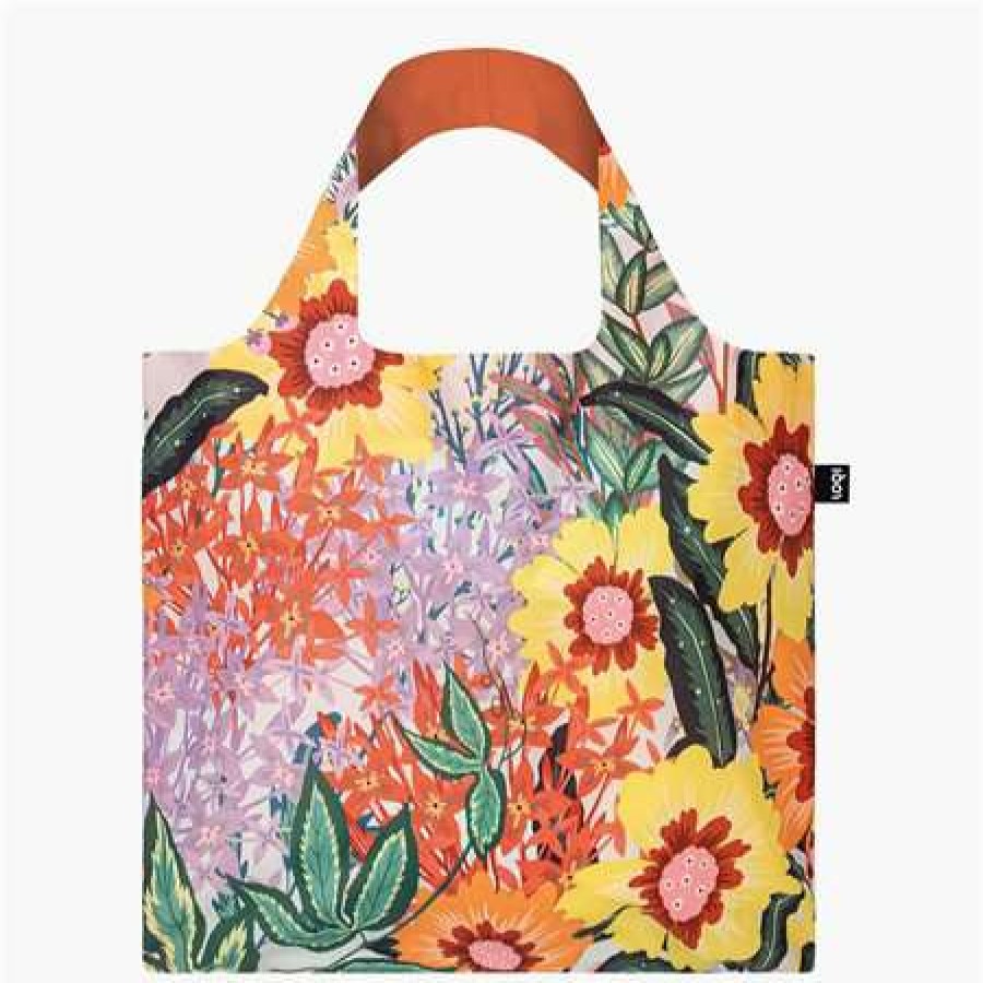 Reusable Shopping Bags * | Sale Loqi Thai Floral Recycled Bag Orange