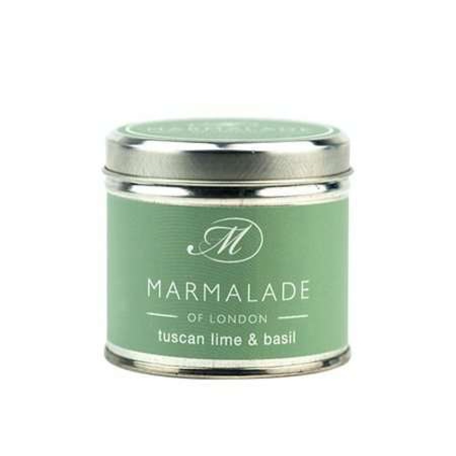 Candles * | Outlet Marmalade Of London Tuscan Lime & Basil Medium Tin Candle