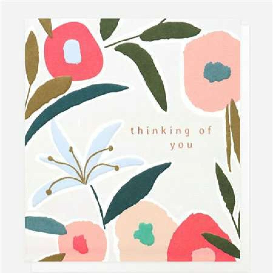 Greeting Cards * | Clearance Caroline Gardner Floral Thinking Of You Card White