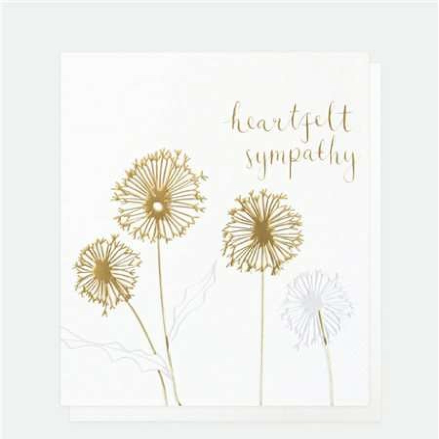 Greeting Cards * | Outlet Caroline Gardner Dandelion Heartfelt Sympathy White