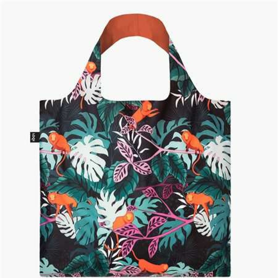 Reusable Shopping Bags * | Sale Loqi Mata Monkey Recycled Bag Black