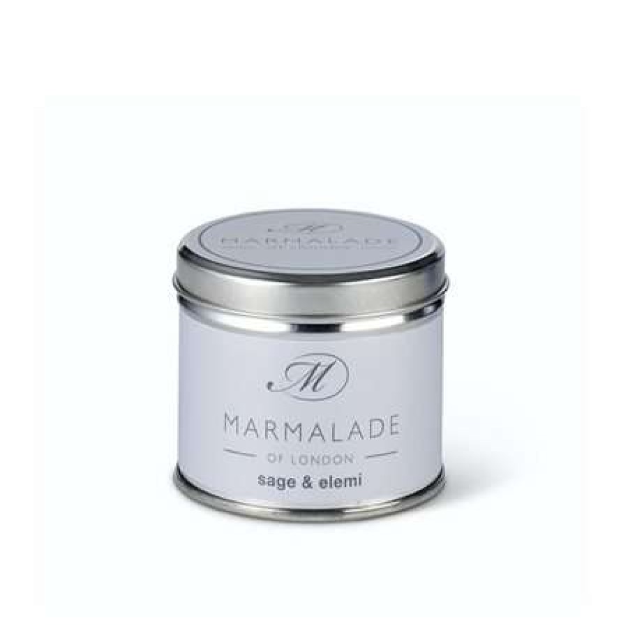 Candles * | Clearance Marmalade Of London Sage & Elemi Medium Tin Candle White