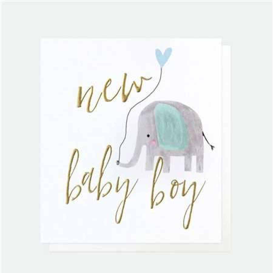 Greeting Cards * | Clearance Caroline Gardner Elephant Balloon New Baby Boy White