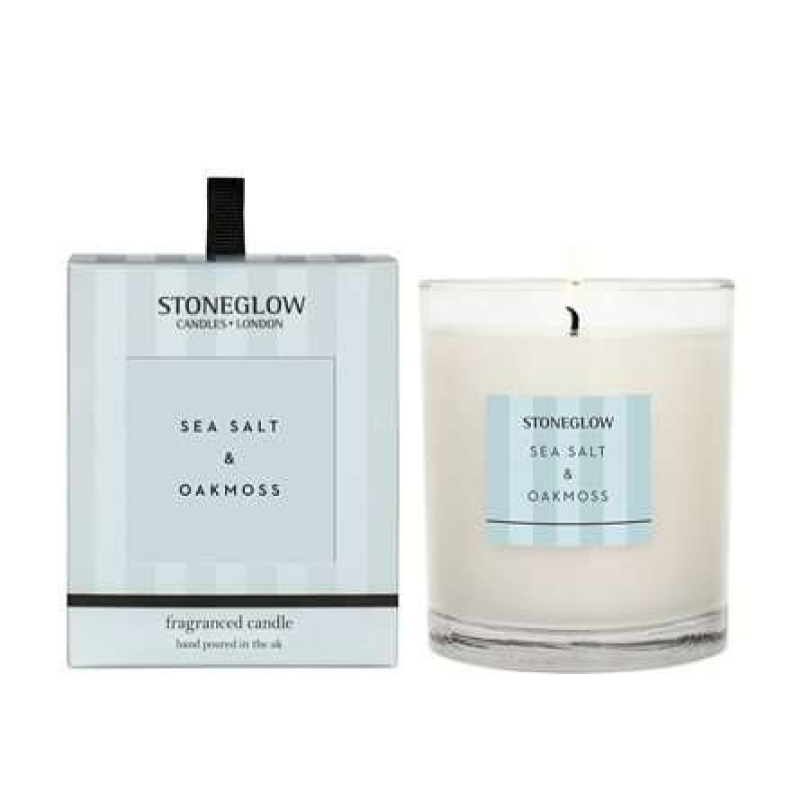 Candles * | Clearance Stoneglow Modern Classics Sea Salt & Oakmoss Candle Blue