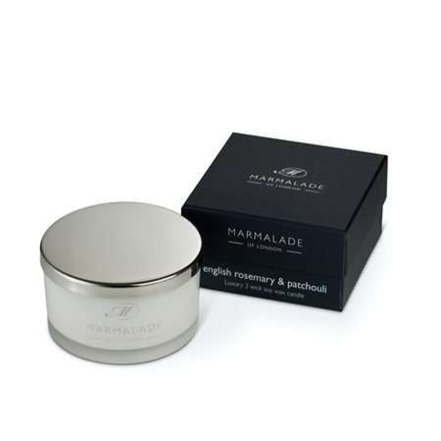 Candles * | Clearance Marmalade Of London English Rosemary & Patchouli 3 Wick Candle White