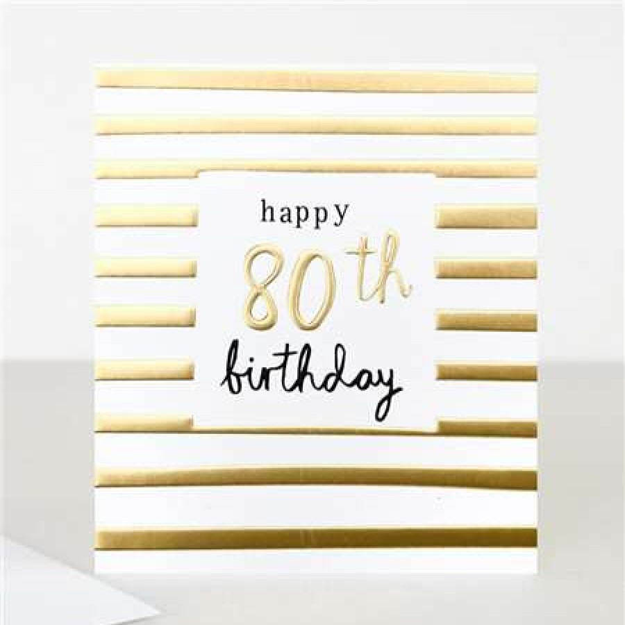 Greeting Cards * | Clearance Caroline Gardner Gold 80Th Birthday Card White